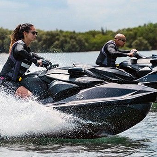Ski-Doo RXP-X triple black shown riding together on Lake Winnebago in Fond du Lac, WI